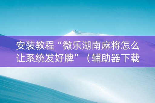 安装教程“微乐湖南麻将怎么让系统发好牌”（辅助器下载)