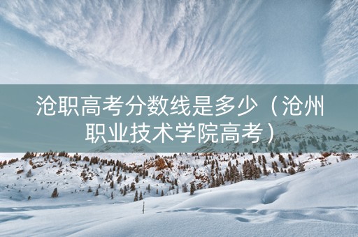沧职高考分数线是多少（沧州职业技术学院高考）