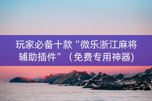玩家必备十款“微乐浙江麻将辅助插件”（免费专用神器)