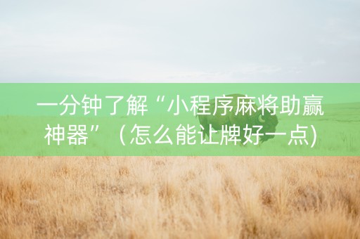 一分钟了解“小程序麻将助赢神器”（怎么能让牌好一点)