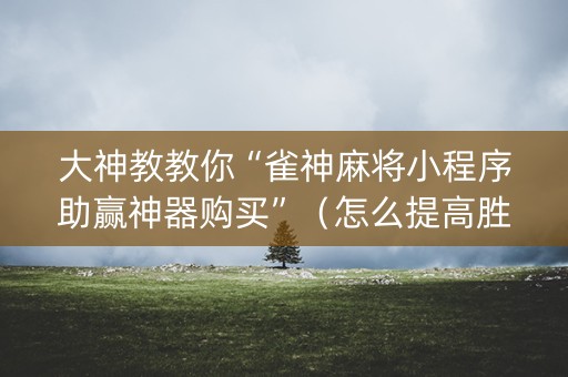 大神教教你“雀神麻将小程序助赢神器购买”（怎么提高胜率)