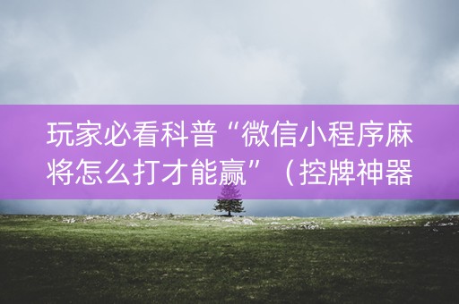 玩家必看科普“微信小程序麻将怎么打才能赢”（控牌神器)