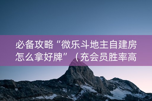 必备攻略“微乐斗地主自建房怎么拿好牌”（充会员胜率高)