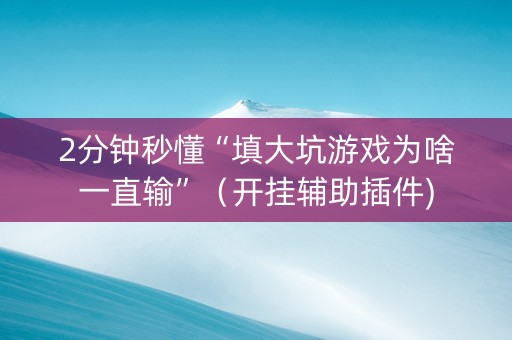 2分钟秒懂“填大坑游戏为啥一直输”（开挂辅助插件)