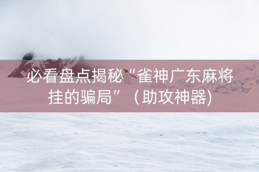 必看盘点揭秘“雀神广东麻将挂的骗局”（助攻神器)