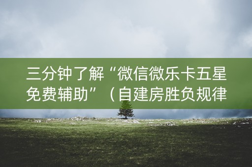 三分钟了解“微信微乐卡五星免费辅助”（自建房胜负规律)