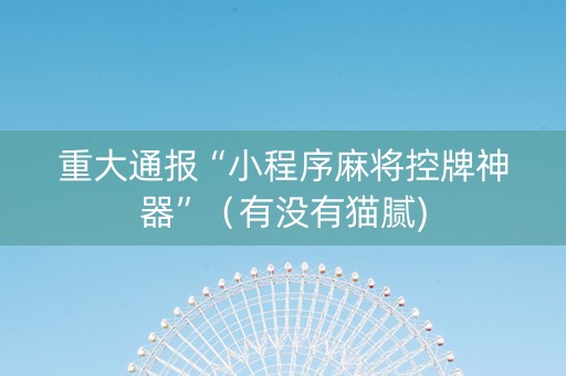 重大通报“小程序麻将控牌神器”（有没有猫腻)