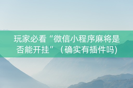 玩家必看“微信小程序麻将是否能开挂”（确实有插件吗)