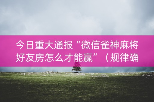 今日重大通报“微信雀神麻将好友房怎么才能赢”（规律确实有挂)