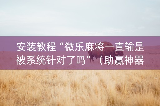 安装教程“微乐麻将一直输是被系统针对了吗”（助赢神器购买)