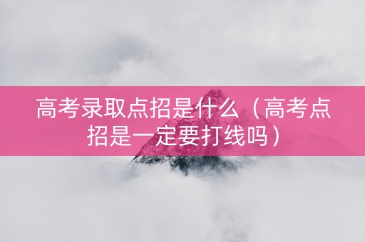 高考录取点招是什么（高考点招是一定要打线吗）