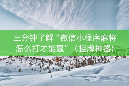 三分钟了解“微信小程序麻将怎么打才能赢”（控牌神器)