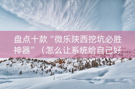 盘点十款“微乐陕西挖坑必胜神器”（怎么让系统给自己好牌)