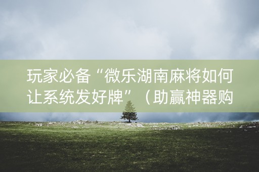 玩家必备“微乐湖南麻将如何让系统发好牌”（助赢神器购买)