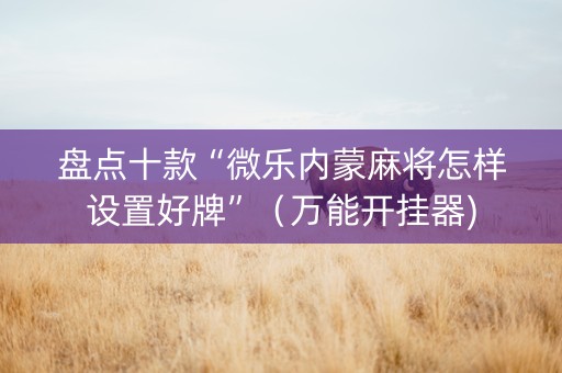 盘点十款“微乐内蒙麻将怎样设置好牌”（万能开挂器)