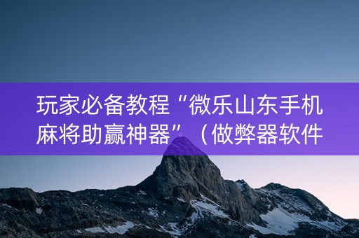玩家必备教程“微乐山东手机麻将助赢神器”（做弊器软件下载)
