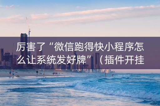 厉害了“微信跑得快小程序怎么让系统发好牌”（插件开挂免费AI)
