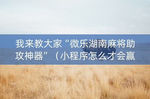 我来教大家“微乐湖南麻将助攻神器”（小程序怎么才会赢)