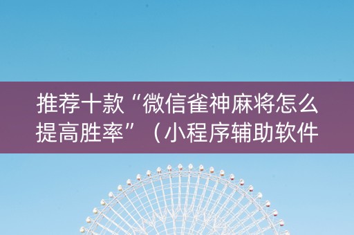 推荐十款“微信雀神麻将怎么提高胜率”（小程序辅助软件)
