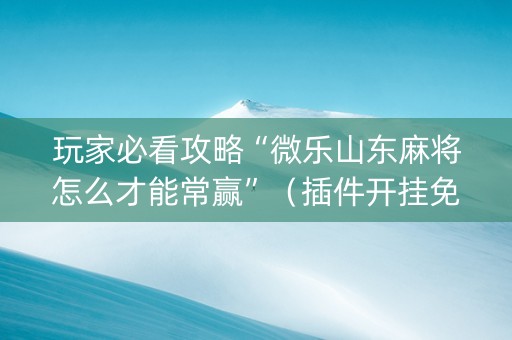 玩家必看攻略“微乐山东麻将怎么才能常赢”（插件开挂免费AI)