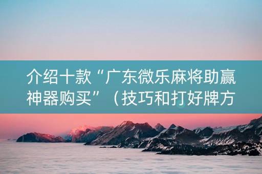 介绍十款“广东微乐麻将助赢神器购买”（技巧和打好牌方法)