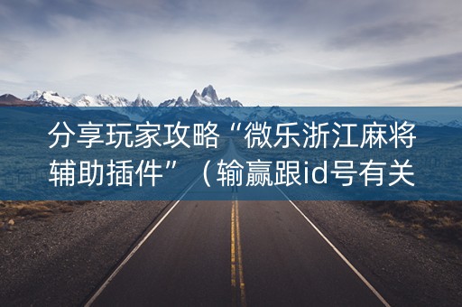 分享玩家攻略“微乐浙江麻将辅助插件”（输赢跟id号有关系吗)
