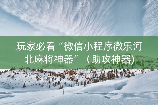 玩家必看“微信小程序微乐河北麻将神器”（助攻神器)