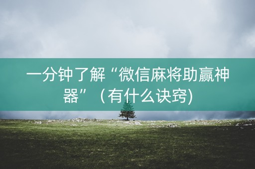 一分钟了解“微信麻将助赢神器”（有什么诀窍)