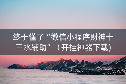 终于懂了“微信小程序财神十三水辅助”（开挂神器下载)