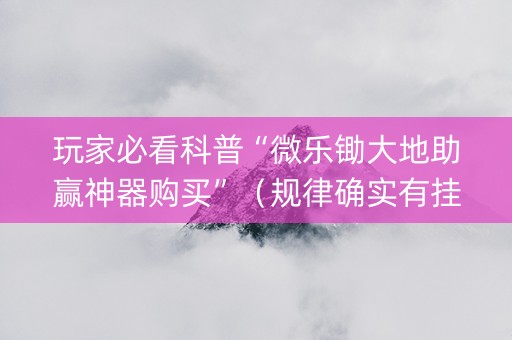 玩家必看科普“微乐锄大地助赢神器购买”（规律确实有挂)