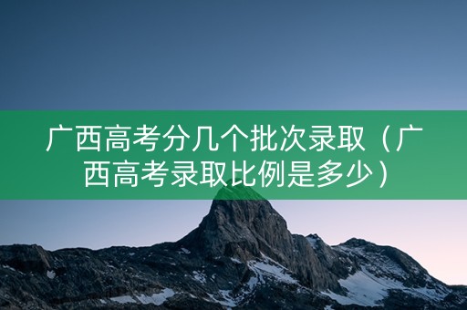 广西高考分几个批次录取（广西高考录取比例是多少）