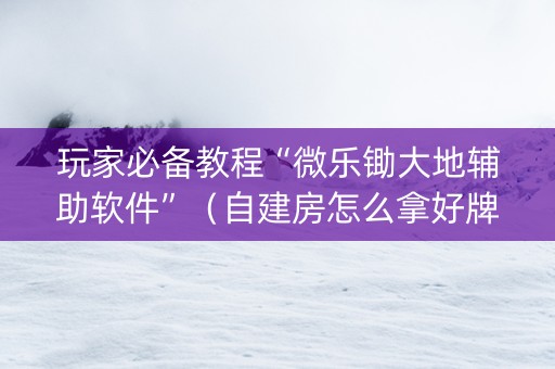 玩家必备教程“微乐锄大地辅助软件”（自建房怎么拿好牌)