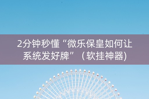 2分钟秒懂“微乐保皇如何让系统发好牌”（软挂神器)