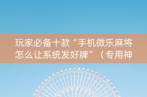玩家必备十款“手机微乐麻将怎么让系统发好牌”（专用神器)