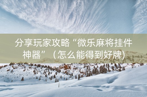 分享玩家攻略“微乐麻将挂件神器”（怎么能得到好牌)