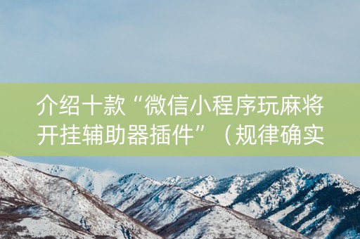 介绍十款“微信小程序玩麻将开挂辅助器插件”（规律确实有挂)