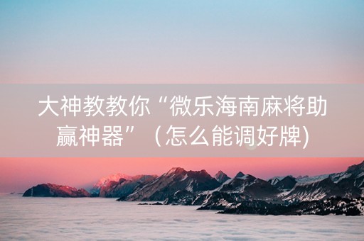 大神教教你“微乐海南麻将助赢神器”（怎么能调好牌)