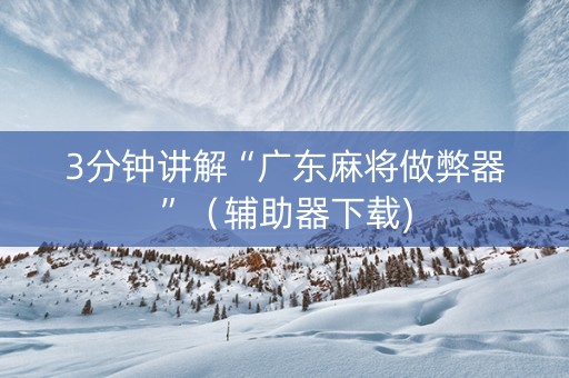 3分钟讲解“广东麻将做弊器”（辅助器下载)
