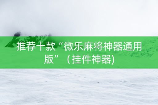 推荐十款“微乐麻将神器通用版”（挂件神器)
