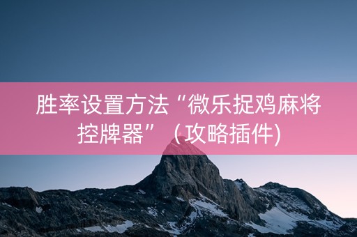 胜率设置方法“微乐捉鸡麻将控牌器”（攻略插件)