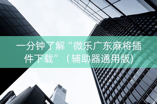 一分钟了解“微乐广东麻将插件下载”（辅助器通用版)
