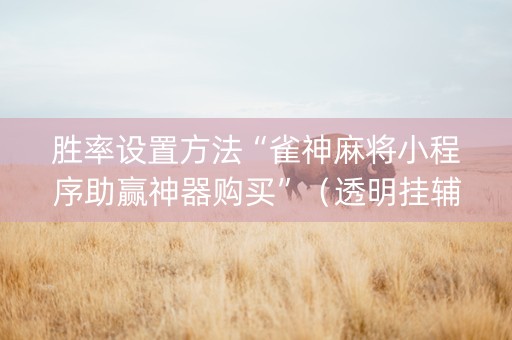 胜率设置方法“雀神麻将小程序助赢神器购买”（透明挂辅助器)