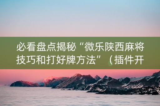 必看盘点揭秘“微乐陕西麻将技巧和打好牌方法”（插件开挂免费AI)