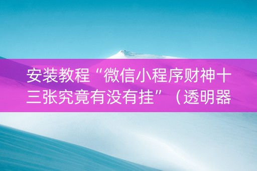 安装教程“微信小程序财神十三张究竟有没有挂”（透明器教程)