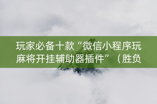 玩家必备十款“微信小程序玩麻将开挂辅助器插件”（胜负规律拿好牌)
