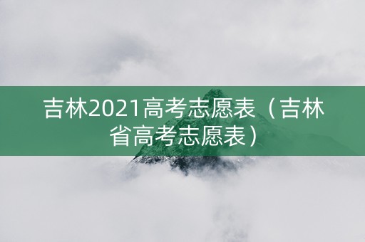 吉林2021高考志愿表（吉林省高考志愿表）