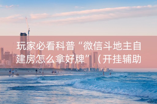 玩家必看科普“微信斗地主自建房怎么拿好牌”（开挂辅助器脚本)