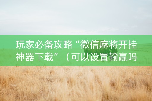 玩家必备攻略“微信麻将开挂神器下载”（可以设置输赢吗)
