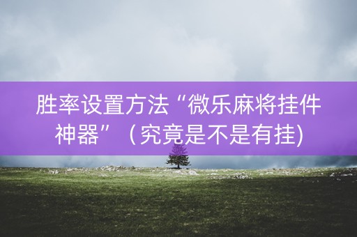 胜率设置方法“微乐麻将挂件神器”（究竟是不是有挂)