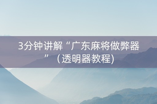 3分钟讲解“广东麻将做弊器”（透明器教程)